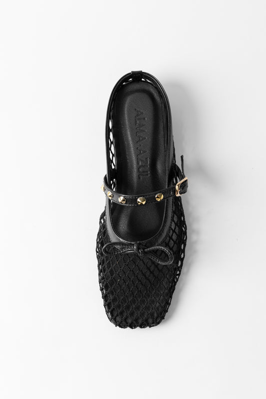 Zuecos Mesh cuero negro