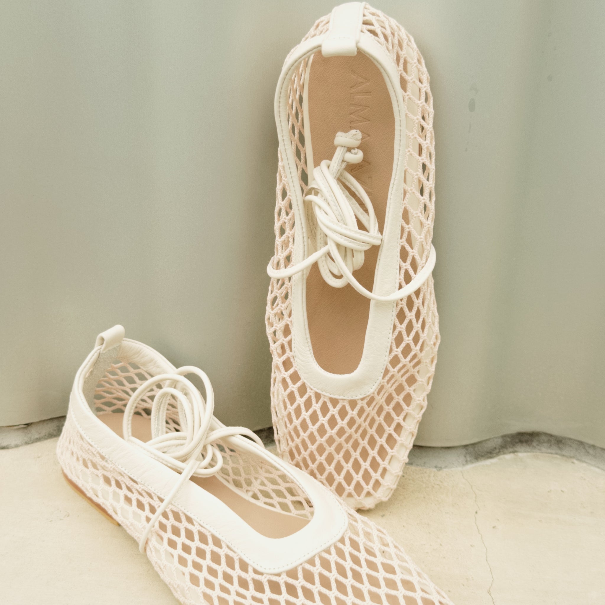 Bailarinas Mesh cuero talco
