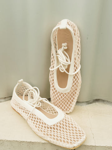 Bailarinas Mesh cuero talco