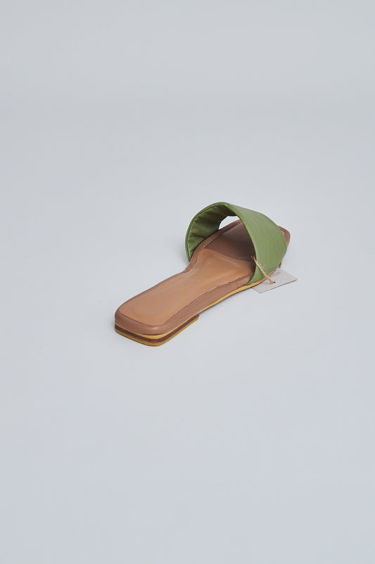 Flats cuero verde