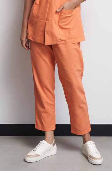 Pantalón clásico lino naranja