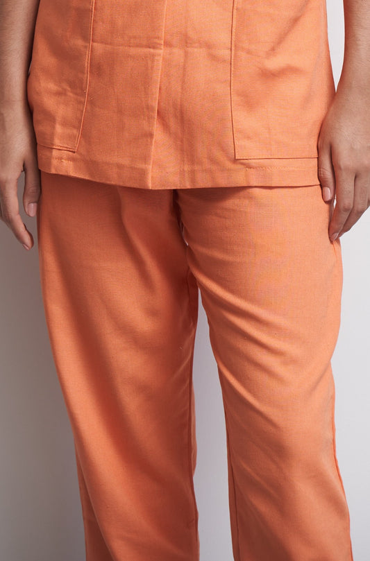 Pantalón clásico lino naranja