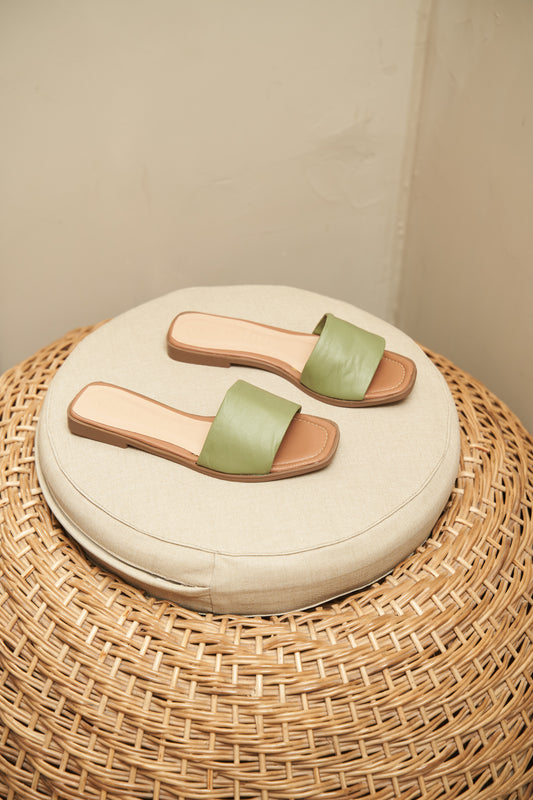 Flats cuero verde