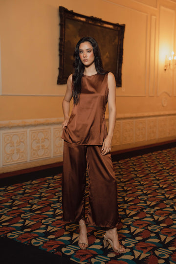 Pantalón seda café