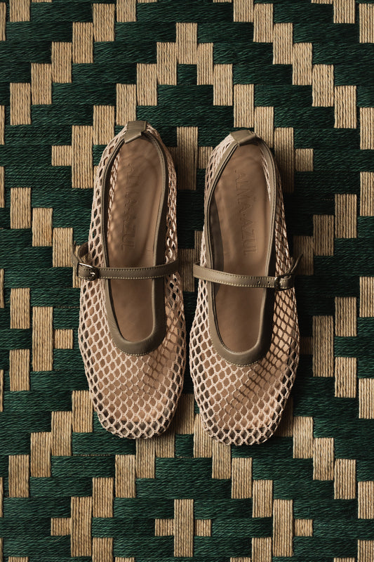 Bailarinas Mesh cuero Macadamia