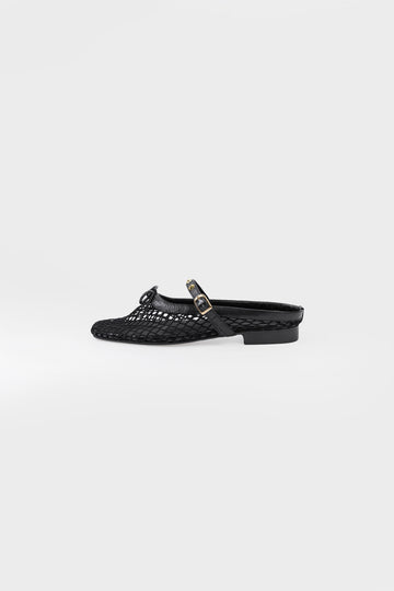 Zuecos Mesh cuero negro