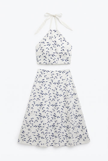 Set falda flores azul
