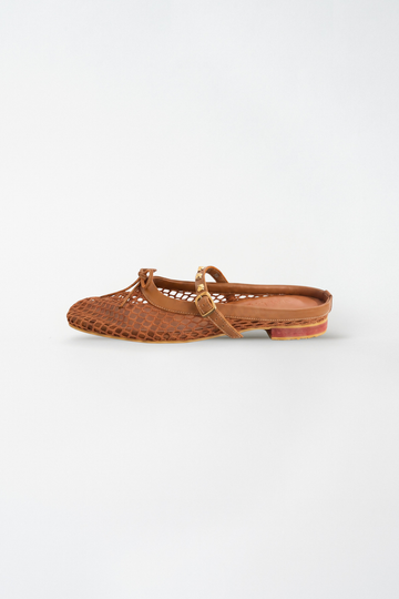 Zuecos Mesh cuero miel