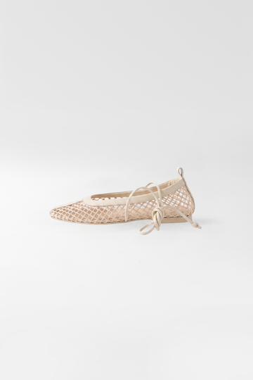 Bailarinas Mesh cuero crema