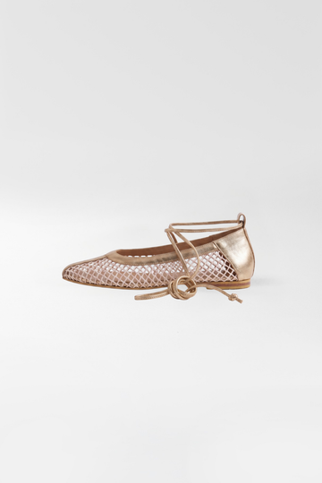 Bailarinas Mesh cuero talco oro